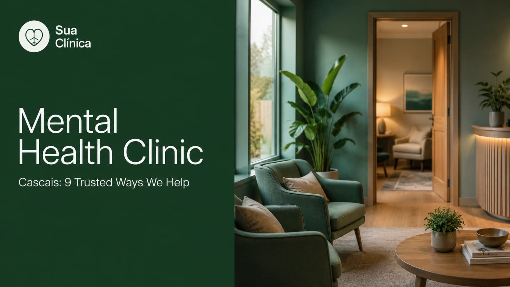 Mental Health Clinic Cascais: 9 Trusted Ways We Help — Sua Clínica article cover image showing a warm, modern clinic waiting area