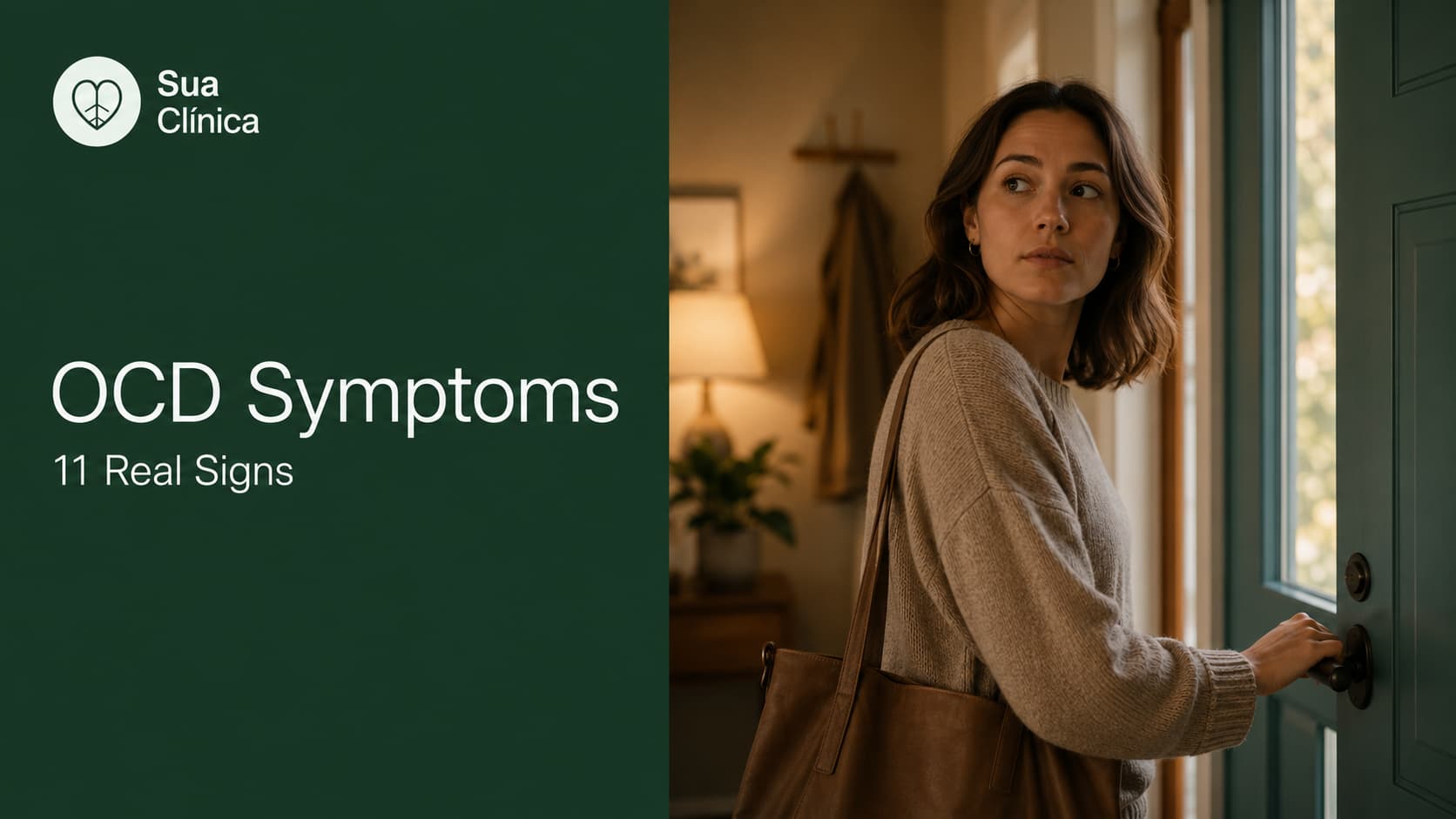 OCD Symptoms: 11 Real Signs — Sua Clínica article cover image showing a person checking a door