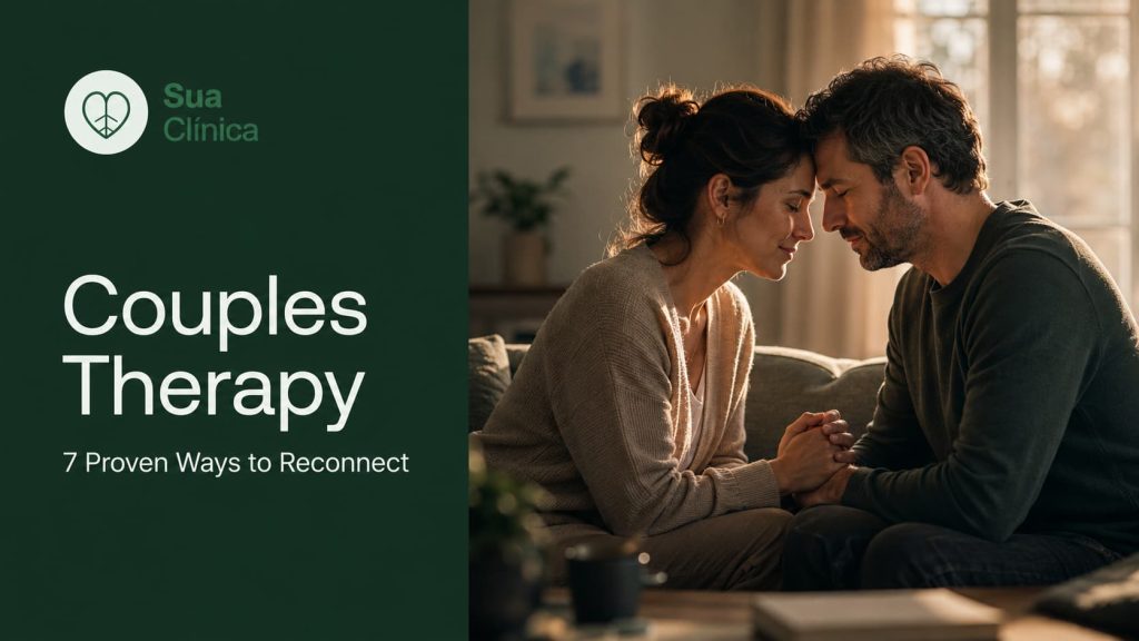 Couples Therapy: 7 Proven Ways to Reconnect — Sua Clínica article cover image showing a couple reconnecting at home