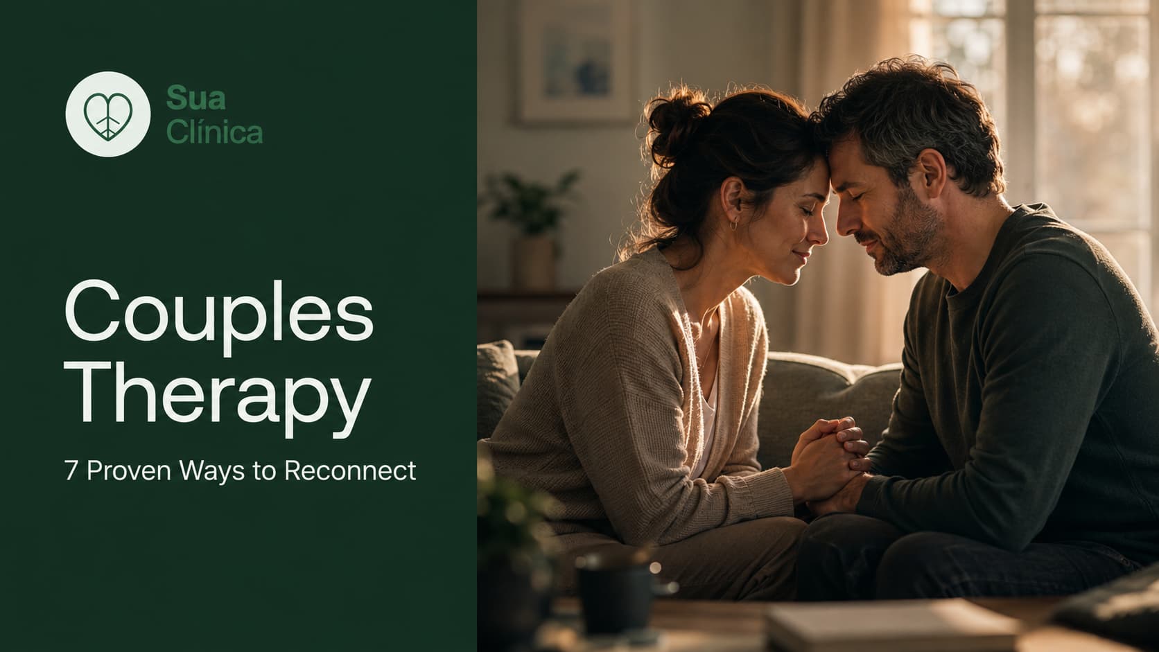 Couples Therapy: 7 Proven Ways to Reconnect — Sua Clínica article cover image showing a couple reconnecting at home