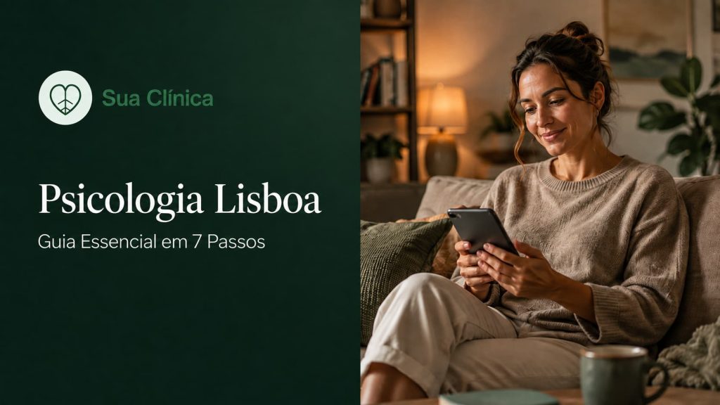 Psicologia Lisboa: Guia Essencial em 7 Passos — imagem de capa do artigo da Sua Clínica com pessoa a marcar consulta pelo telemóvel