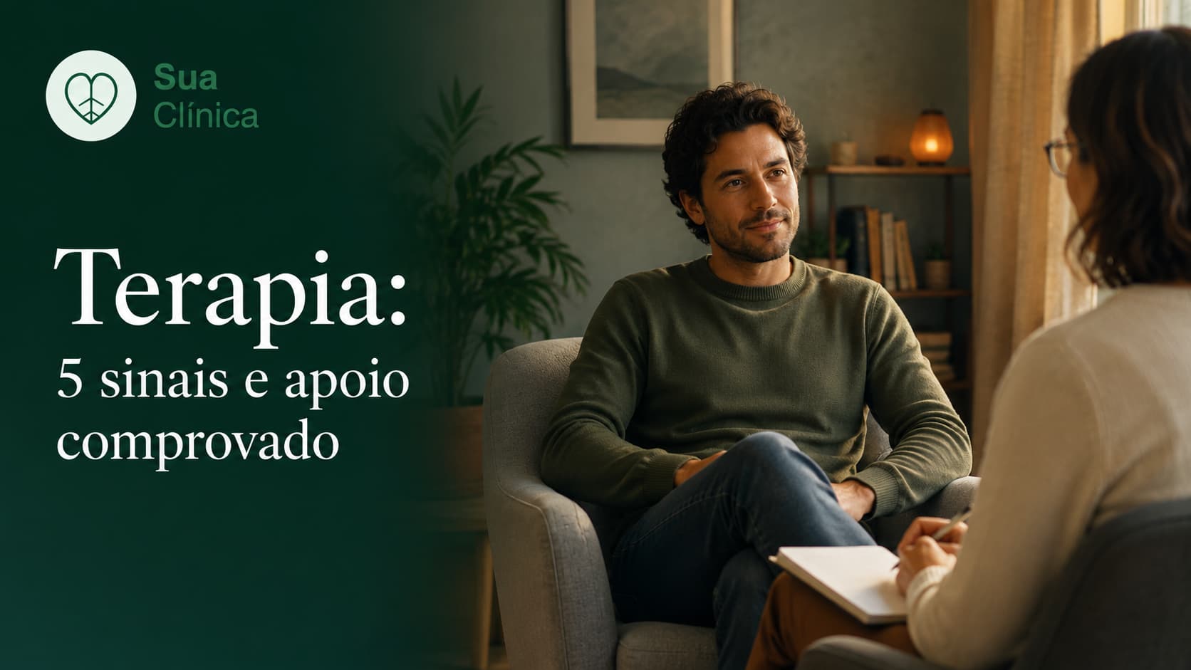 Sessão de terapia entre cliente e psicólogo, ambiente calmo e de confiança