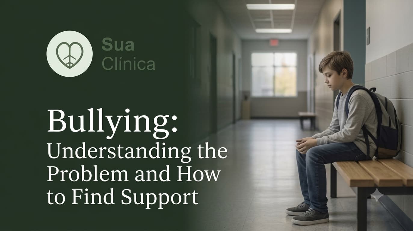 Student sitting alone on a bench in a school hallway, illustrating the isolation caused by bullying