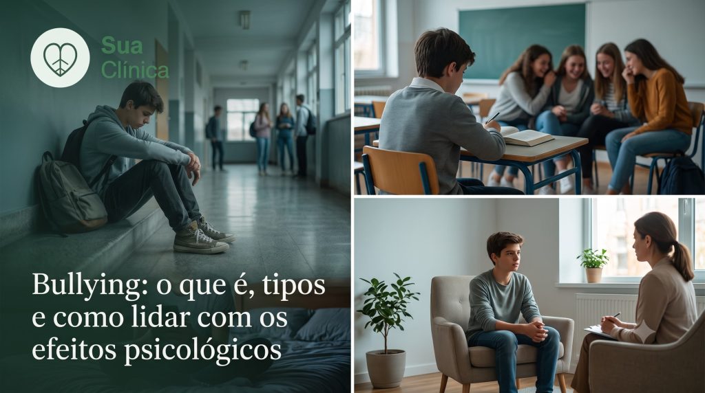 Adolescente isolado no recreio da escola, ilustrando os efeitos psicológicos do bullying