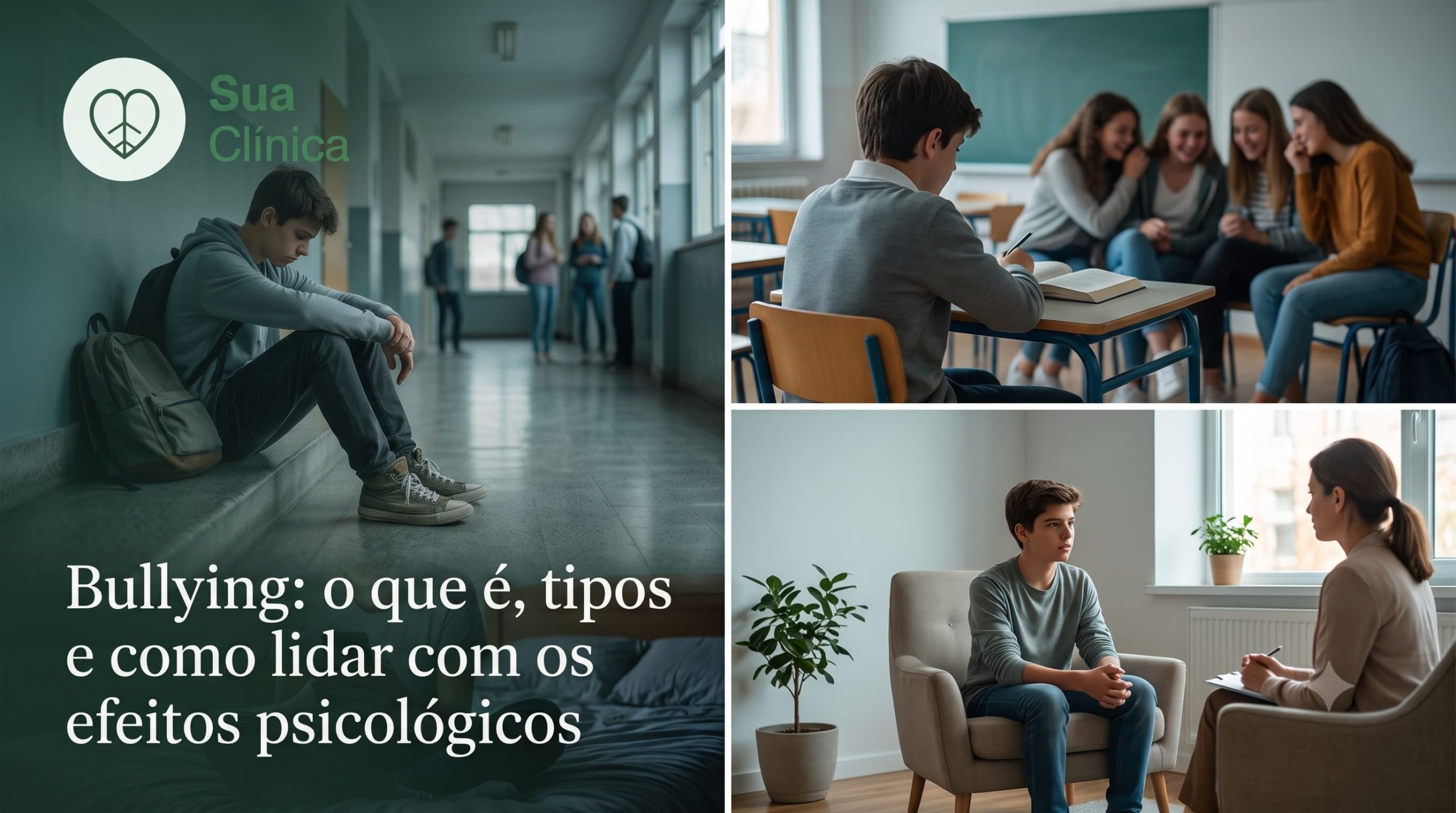 Adolescente isolado no recreio da escola, ilustrando os efeitos psicológicos do bullying