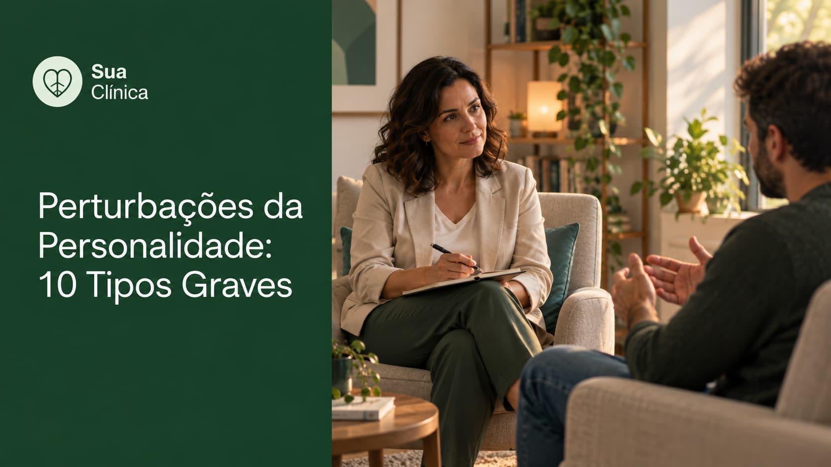 Perturbações da personalidade — sessão de psicoterapia entre psicólogo e cliente